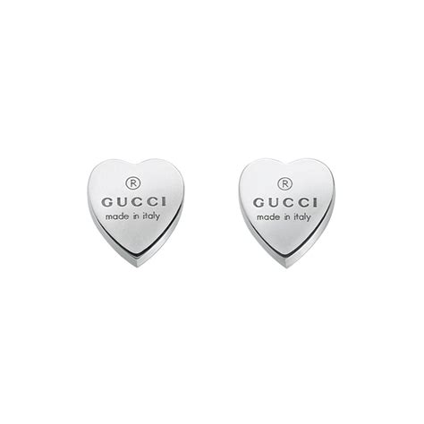 Gucci Silver YBD223990001 Heart Studs 